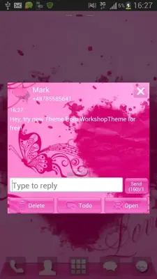 SMS Pro Theme Pink Heart android App screenshot 1